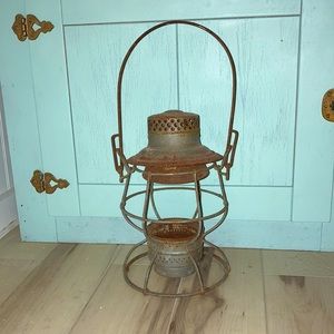 Rare antique Lantern, Farmhome Decor, brushed metal with natural patina.